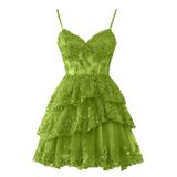 Vestido De Boas-vindas Hanshi E-commerce Com Apliques De Renda Verde Oliva