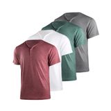 Camiseta Masculina Liloak Henley, Pacote Com 4, Manga Curta Para Homens