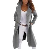 Casaco Feminino Chartou, Elegante, Misto De Lã De Peito Duplo, Casaco De Ervilha