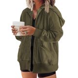 Jaqueta Feminina Com Capuz Eytino Plus Size Waffle Knit