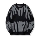 Suéter Masculino Zaful De Grandes Dimensões Com Gola Redonda Y2k, Bloco Colorido Gráfico