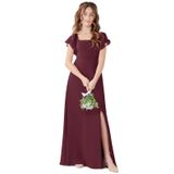 Vestido De Dama De Honra Jirocum Cabernet Chiffon De Mangas Compridas Jr001