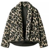 Jaqueta Acolchoada Feminina Atofy, Leve, Acolchoada, Verde Leopardo