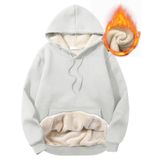 Pulôver Masculino De Lã Com Capuz Kissonic, Forrado Em Sherpa, Branco Quente