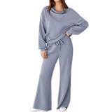 Moletom Feminino Lounge Set Aleumdr Com Calça De Moletom Azul Escuro