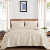 Conjunto De Edredões Djy Beige King Size, Colcha Leve, 3 Peças
