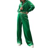 Agasalho Feminino Glienst De Veludo Verde Com Capuz E Calça