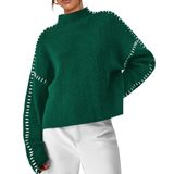 Suéter Feminino Prettygarden De Malha Grossa Verde Escuro Tamanho P