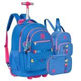 Kit Mochila Rebecca Bonbon De Carrinho 19" Com Lancheira E Estojo Rb24538 Azul