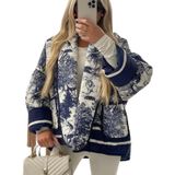 Jaqueta Eisctnd Cropped Puffer Acolchoada Com Estampa Floral Feminina Azul