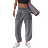 Calça De Moletom De Perna Larga Lamissche Oversize Barrel Feminina Cinza M