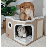 Cat Bed Spindro Large Dobrável Para Interior Com Scratch Pad De 30 Libras