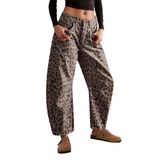Jeans Laureltree Mid Rise Com Estampa De Leopardo Para Mulheres