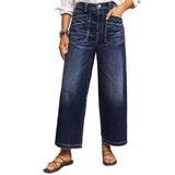Jeans Flamingals, Largos, Retos, Cintura Média, Folgados, Azul Escuro
