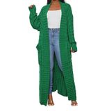 Casaco De Lã Feminino Livecloth, Tricotado Com Frente Aberta, Verde