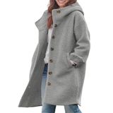 Casaco Chouyatou Feminino Misto De Lã De Inverno Com Capuz Cinza Gg