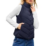 Casaco De Inverno Dokotoo Puffer Jacket Feminino Sem Mangas Azul Xxl