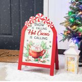 Decoração De Varanda De Cavalete De Madeira De Natal Glitzhome Peppermint 60cm