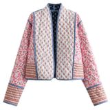 Jaqueta Wyeysyt Puffer Acolchoada Cortada Com Estampa Floral Feminina Rosa