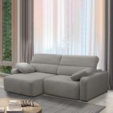Sofá Decorativo Sala De Estar Ícaro 3 Lugares 220cm Reclinável E Retrátil Bouclê Cinza