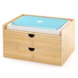 Organizador De Gavetas De Mesa Wisuce Bamboo Com 2 Gavetas E Prateleira