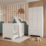 Quarto De Bebê Guarda Roupa E Berço 3 Em 1 100 Mdf Popy Móveis Peroba