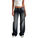 Jeans Femininos Kodaruber Y2k, Cintura Baixa, Folgados, Cinza, Tamanho M