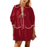 Mini Vestido Feminino Icobid, Fofo, Gravata Borboleta, Com Frente Aberta, Vermelho
