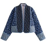 Jaqueta Wyeysyt Puffer Acolchoada, Cortada, Feminina, Floral, Preta, Gg