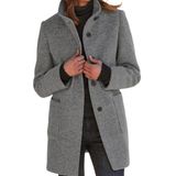 Casaco Feminino Chartou, Mistura De Lã De Inverno, Cinza, Gg