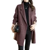Casaco Feminino Chouyatou, Lapela Entalhada, Espinha De Peixe, Lã, Roxo