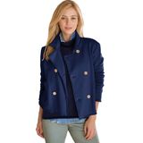 Casaco Feminino Pea Coat Malajisi Com Lapela Entalhada, Azul Marinho, Gg