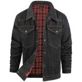 Jaqueta Masculina Pehmea, Forrada De Flanela, Jeans, Cowboy, Preta