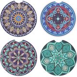 4 Pacote 2,56 Polegadas Carro-montanhas-russas Para Bebidas Absorventes, Mandala Ceramic Car Cup Holder Coaster Para O Seu Carro Com Aperto