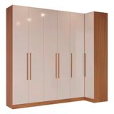 Guarda-Roupa Modulado Casal Canto Reto Bartira Lugano 6 Portas 3 Gavetas 10 Prateleiras com 3 Peças 313,5cm