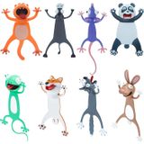 8 Peças 3d Cartoon Animal Bookmark Set Para Crianças, Marcadores Engraçados De Novidade, Marcador De Leitura Animal Esmagado, Papelaria, Pre