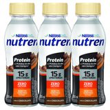 Kit 3 Nutren Protein 15g De Proteínas Sabor Chocolate Zero Lactose 260ml