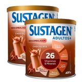 Kit 2 Complemento Alimentar Sustagen Adultos+ Sabor Chocolate Lata 400g