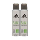 Kit 2 Desodorante Adidas 6 In 1 Aerosol Masculino Sem Silicone 72h Masculino 150ml