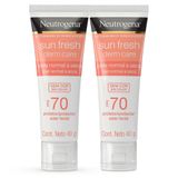 Kit 2 Protetor Solar Facial Neutrogena Sun Fresh Derm Care Fps 70 Sem Cor Pele Normal A Seca 40g