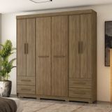 Guarda-roupa Vitorino 6 Portas E 4 Gavetas Nogueira