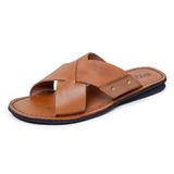 Chinelo Masculino De Couro Palmilha Acolchoada Macia Sola Borracha Flexivel E Antiderrapante