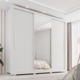 Guarda-Roupa Casal com Espelho, 3 Portas e 4 Gavetas Costa Rica, Branco