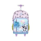 Mochila De Rodinhas College Panda Balão Lilás Juvenil Xeryus