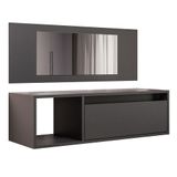 Penteadeira Camarim Com Espelho Suspensa 90cm 1 Gaveta Elle M24 Preto - Mpozenato