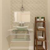 Gabinete Para Banheiro Vidro 60 Cm Cuba Retangular E Espelheira Vmex Branco Branco