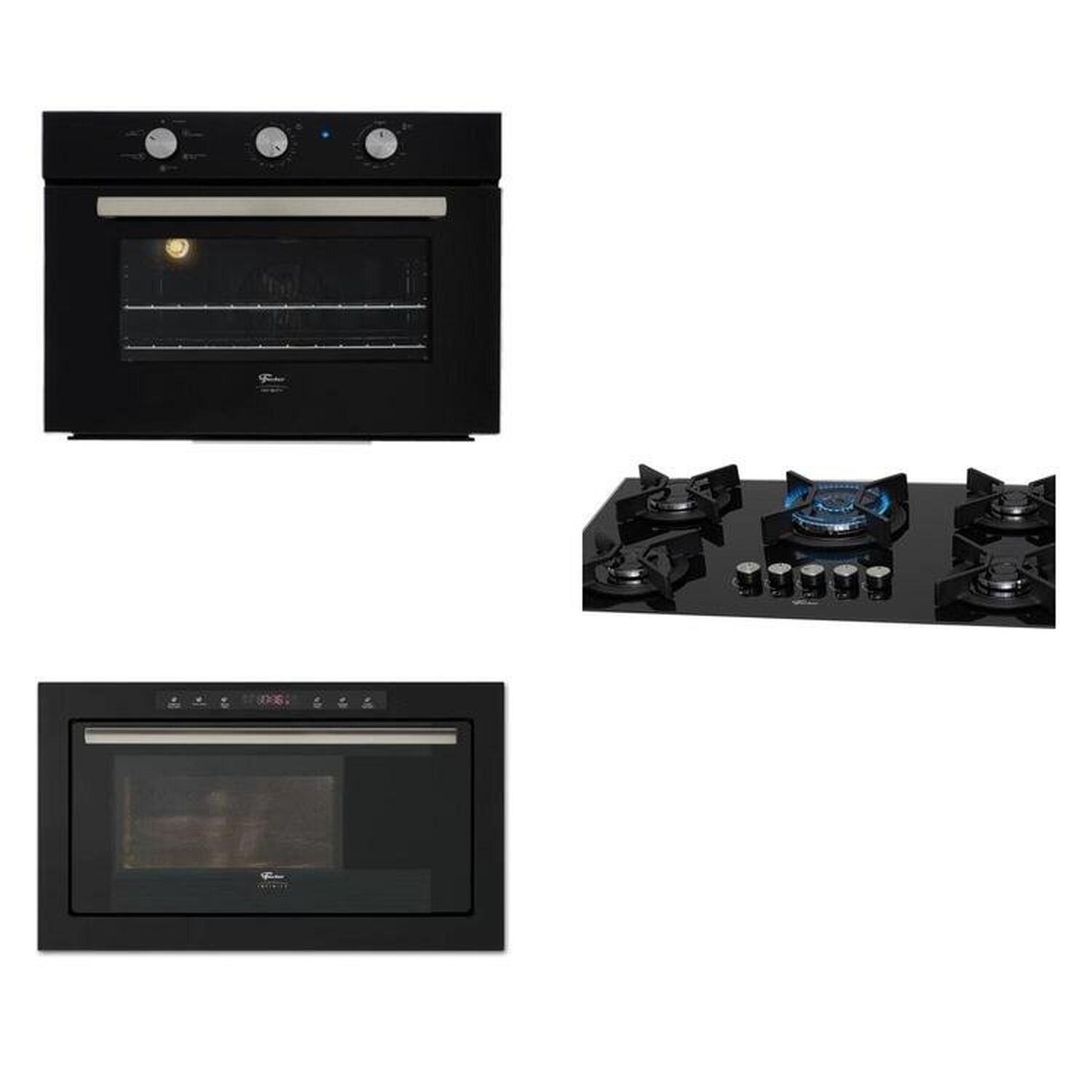 Conjunto Forno 50l 220v , Micro-ondas 25l 220v , Cooktop 5b Tc Linha Infinity Preto