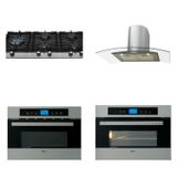 Conjunto Fogão 5b, Micro-ondas 35l 220v, Forno 43l 220v, Coifa Parede 90cm 220v Linha Platinium Preto