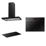 Conjunto Forno 35l 220v, Cooktop Indução Smartzone 220v, Coifa Ilha 220v Linha Ebony Preto