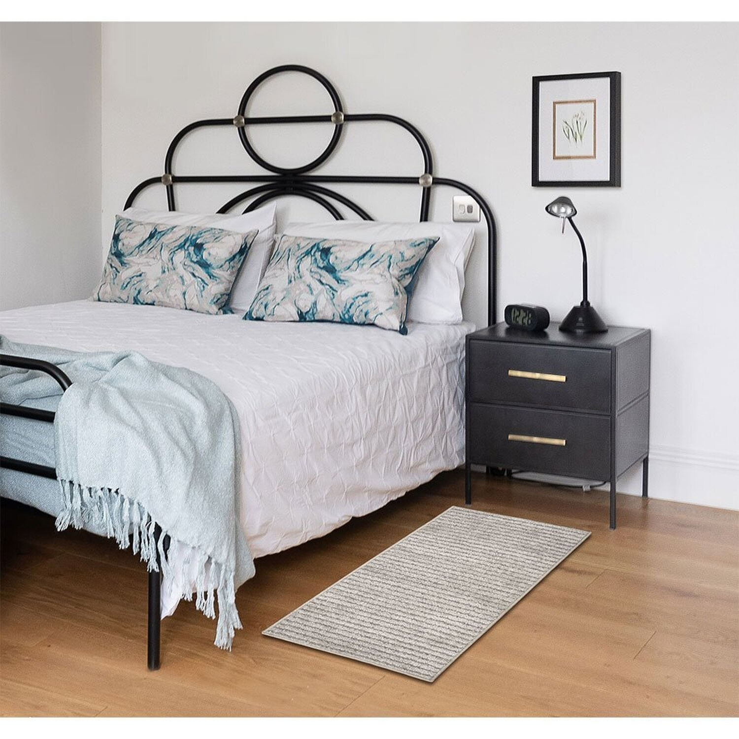 Tapete 050x100cm Retangular Para Sala De Estar Prata